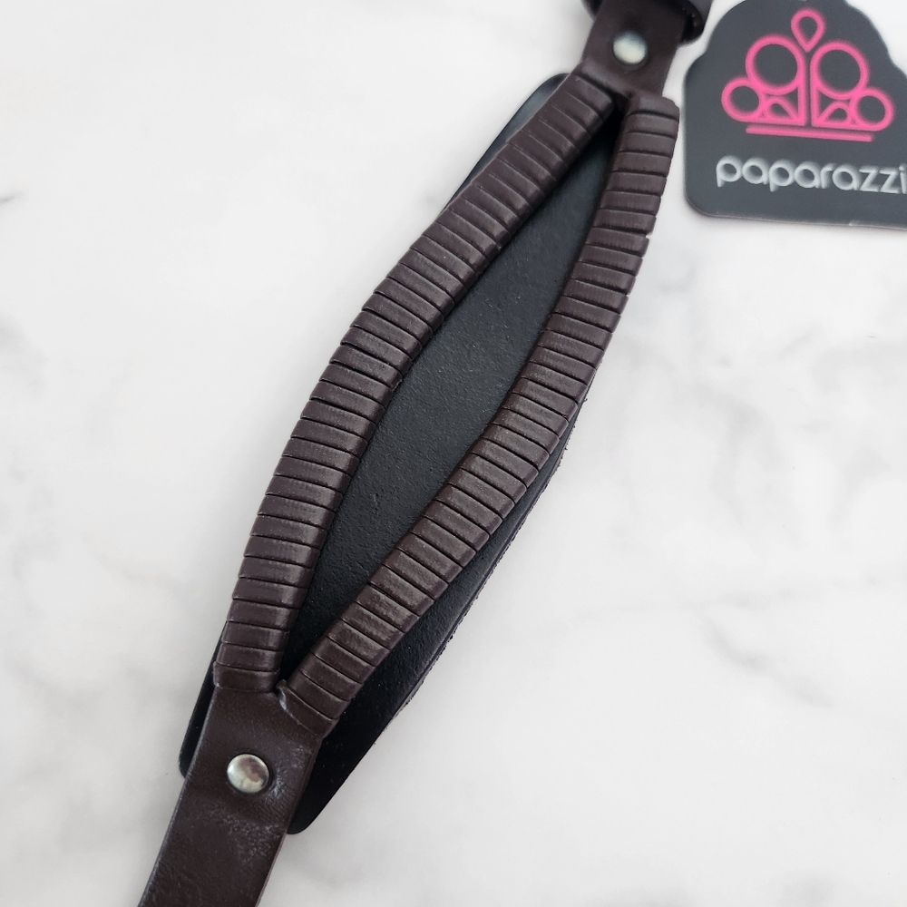Paparazzi Unisex Adjustable Brown & Black Pu Leather Bracelet - Picture 7 of 14